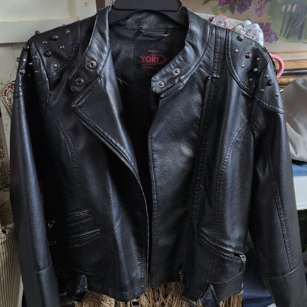 Yoki Studded Black Leather Jacket